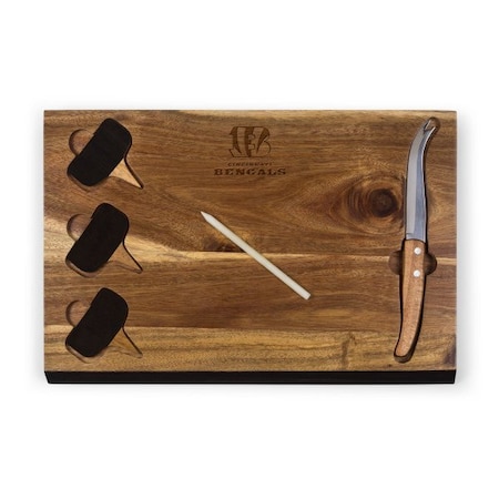 Picnic Time Family Of Brands NFL Cincinnati Bengals - Delio Acacia Cheese Cutting Board & Tools Set 833-00-512-073-2