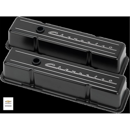 Active Athlete BLK95223 Small Block Chevy Tall Valve Cover with Chevrolet Script, Black AC3615348