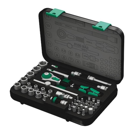 Wera 0.25 in. Zyklop Metric Drive Speed Ratchet Set - 42 Piece, WHL7216 5003533001