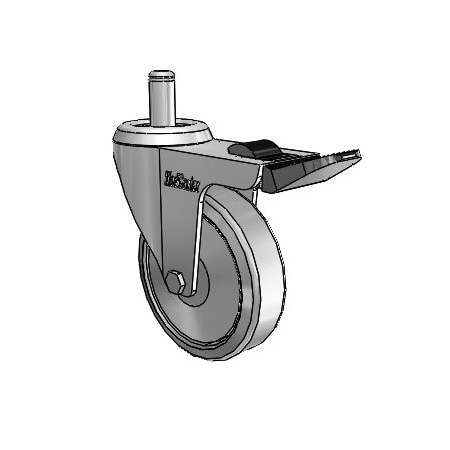 Medcaster 3" X 7/8" Non-Marking Rubber Thermoplastic Swivel Caster, Total Lock Brake, Loads Up To 140 lb RZ03TPP090TLGR01