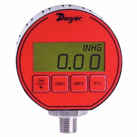Dwyer Instruments Digital Process Pressure Gauge, 3 in Dial, 1/4 in NPT, Anodized Aluminum Case Material DPG-000
