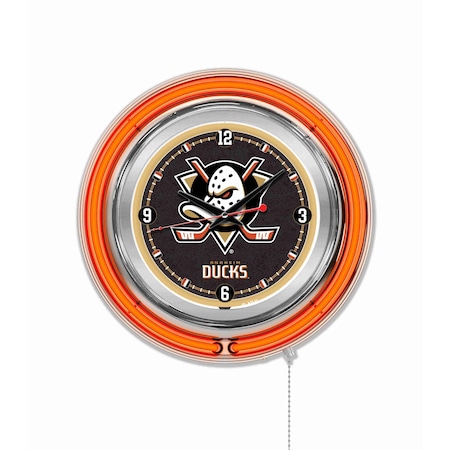 Holland Bar Stool Co Anaheim Ducks Double Neon 15" Clock, NHL Clk15AnaDks