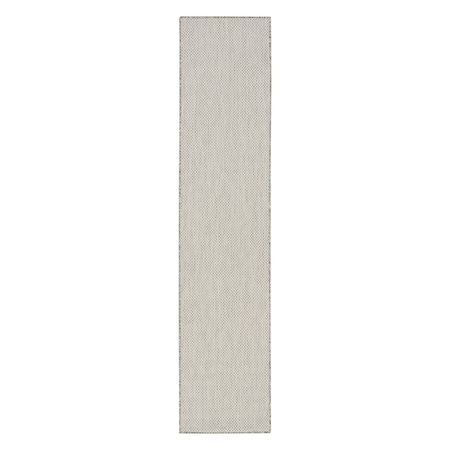 Homeroots 12' Ivory And Silver Geometric Indoor Outdoor Runner Rug 553023