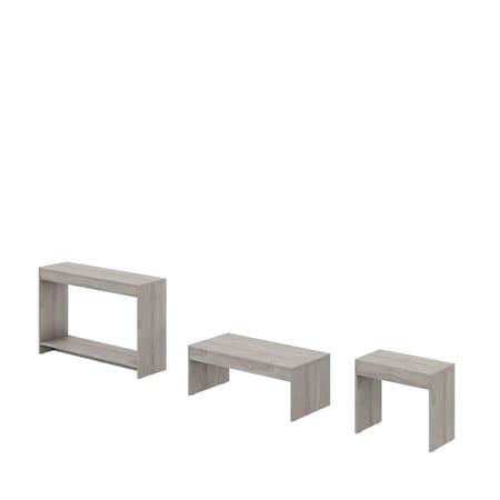 Homeroots Set of Three 43" Light Gray Coffee Table 528809