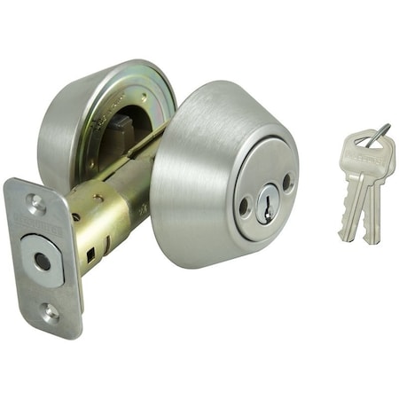Prosource Deadbolt, 3 Grade, Stainless Steel, 2-3/8 to 2-3/4 in Backset, KW1 Keyway D262-RU5V