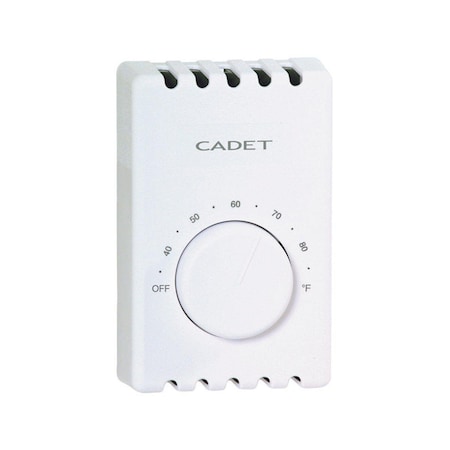 Cadet Heating Dial Single Pole Thermostat, White 4147641