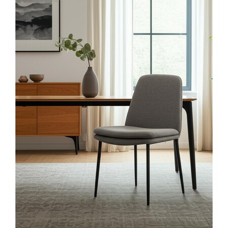 Homeroots Gray and Black Upholstered Fabric And Metal Dining Side Chair 605884
