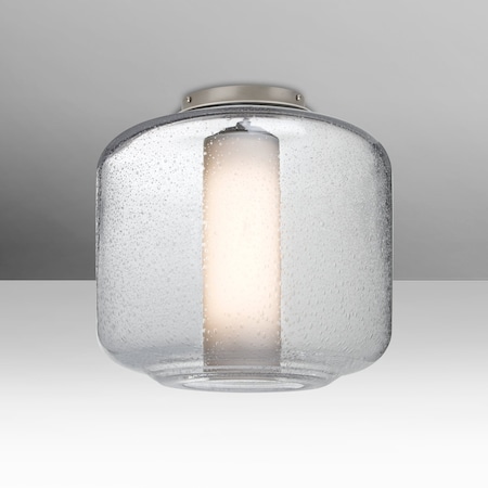 Besa Lighting Besa Niles 10 Ceiling, Clear Bubble/Opal, Satin Nickel Finish, 1x5W LED NILES10COC-LED-SN