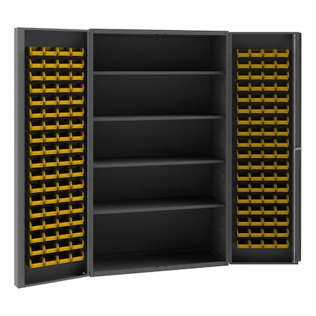 Durham Mfg Cabinet, 4 Shelves, 144 Yellow Bins SJC-DLP-144-4S-95