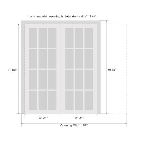Sartodoors Double Pocket Interior Door, 48" x 80", White QUADRO4117DP-WS-48
