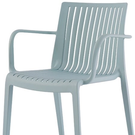 Homeroots Set of Four 22" Baby Blue Heavy Duty Plastic Outdoor Stacking Arm Chairs 565272