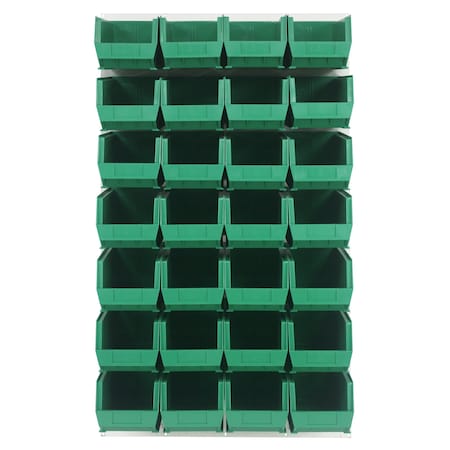Quantum Storage Systems 36X61 HC LOUVERED PANEL W/28 BINS GREEN QLP-3661HC-240-28GN