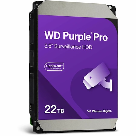 Western Digital WD Purple Pro 22TB Hard Drive, 3.5 in. Internal, SATA/600, Conventional Magnetic Recording Method WD221PURP