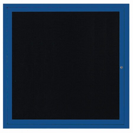 Aarco Outdoor Enclosed Directory w/ Al Frame, Powder Coated Blue, Letter Panel is Black Vinyl, 36''Hx36''W OADC3636B