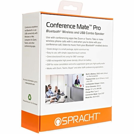 Spracht DESKTOP OR TRAVEL SPEAKER WITH BLUETOOTH OR USB CONNECTIVITY.  COMPATIBLE WITH P MCP4010