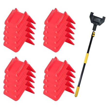 Mytee Products 20PCS 8inx12in Red V-Edge Flatbed Corner Protectors & 8ft Extension Handle Pole, 20PK PCPVB12R-VB-KIT