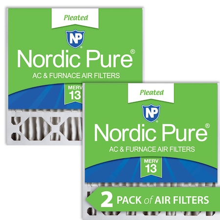 Nordic Pure 20x20x5 Pleated Air Filter, High Capacity, Electrostatically Charged Synthetic Media, MERV 13, 2 PK 20x20x5HM13-2