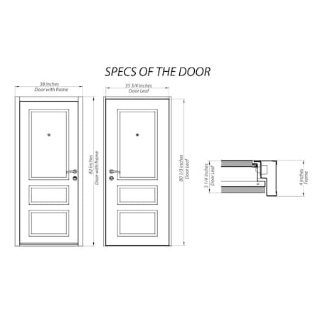 Vdomdoors Steel Door Deux 0757 Gray Graphite Stainless Inserts Single Modern Painted DEUX0757EXD-GRE-W36 x H80-Right-hand Inswing