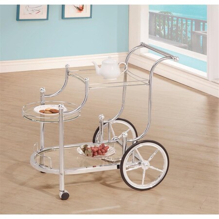 Benzara 31.75 x 32.5 x 19.25 in. Elegant Metal Frame Serving Cart, Silver BM160171