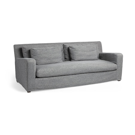 Homeroots 93" Dark Gray Slipcovered Fabric Sofa With Toss Pillows 607322