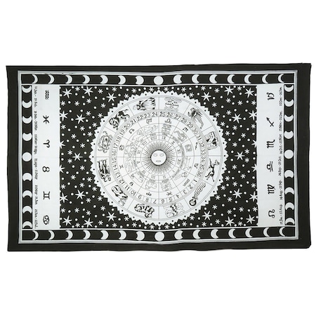 Homeroots 80" X 56" Black And White Cotton Hanging Tapestry 397208