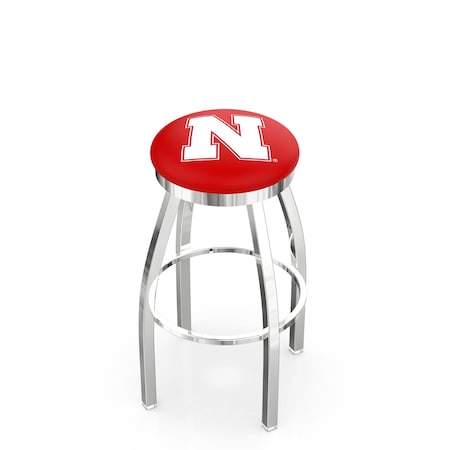 Holland Bar Stool Co 25" Chrome Nebraska Swivel Bar Stool, Accent Ring L8C2C25NebrUn