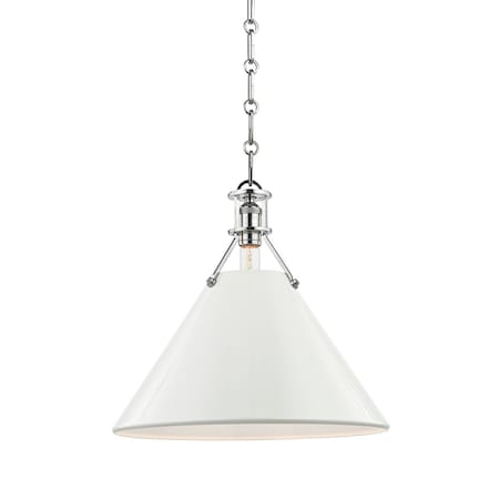 Hudson Valley Lighting Mark D. Sikes X Painted No.2 1 Light Pendant 16 In. Polished Nickel/Off White MDS352-PN/OW