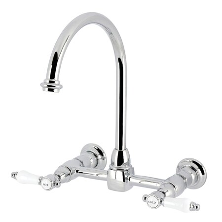 Kingston Brass Two-Handle Wall Mount Bridge Kitchen Faucet, Polished Chrome KS1291BPL
