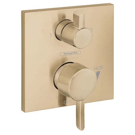 Hansgrohe Ecostat Pressure Balance Trim Square with Diverter in Brushed Bronze 15862141