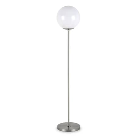 Homeroots 62" Silver Novelty Floor Lamp With White Plastic Globe Shade 523527