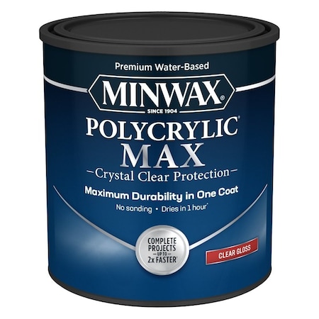 Minwax 63333 Polycrylic Protective Finish, Satin, Clear, 1 qt Can 633335555