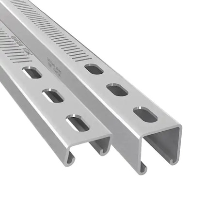 Dakota Systems Single Channel Strut, Slotted, Steel, Galvanized, 20 mm x 5 mm Hole Size, Gray DS-SS15812-66-PG/10