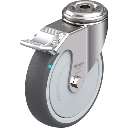 Blickle SS, Kingpin Swivel Caster, PU, 4", Brake LKRXA-PATH 101KFD-FI