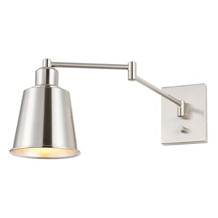 Jonathan Y Cary 5.75" Iron Contemporary Swing Arm LED Wall Sconce, Nickel JYL7576B