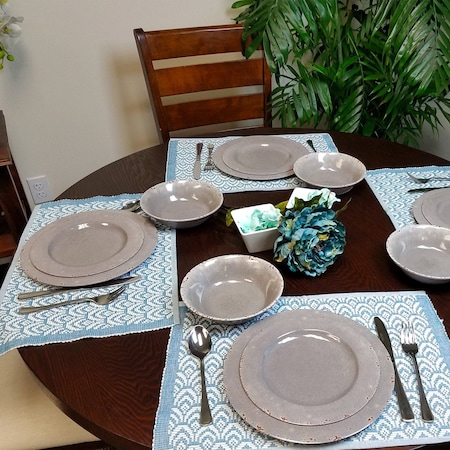 Studio California Mauna 12 Piece Dinnerware Set in Gray Crackle Look Decal 114336.12