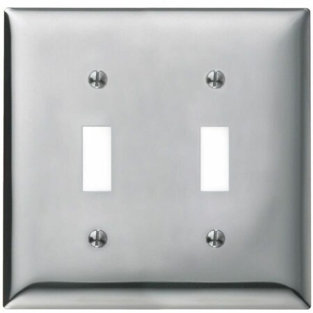 Hubbell Wiring Device-Kellems Wallplates and Boxes, Metallic Plates, 2- Gang, 2) Toggles, Standard Size, Chrome Plated Steel SCH2