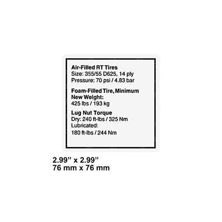Genie REPLACEMENT DECAL-NOTICE TIRE PRESSURE 133464GT
