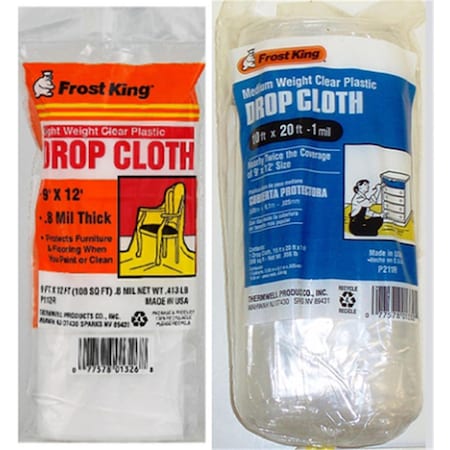 Thermwell Products 10 x 20 in. 2 ml Clear Polyethylene Drop Cloth P221RT
