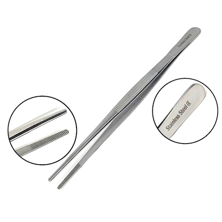 A2Z Scilab Culinary Tweezers, Blunt Serrated Jaws, 6 Inch, Stainless Steel Tongs A2Z-ZR1033