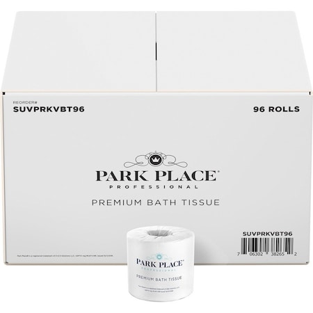 Park Place Double-ply Premium Bath Tissue Rolls, 2 Ply, 420 Sheets/Roll, Embossed Pattern, White, 1 Carton PRKVBT96