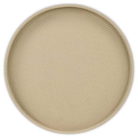 Homeroots 15in Taupe Faux Wicker Round Serving Tray 713545