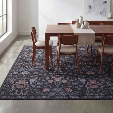 Jonathan Y Primrose Art Nouveau Floral Border Non-Slip Machine-Washable Dark Gray/Multi 3 ft. x 5 ft. Area Rug BTF100A-3