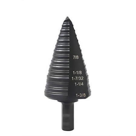 Greenlee Multi-Hole Step Drill Bit, 3/16 in dia Min Hole, 1/8 in dia Max Hole, 4 Steps, Mild Steel GSB12