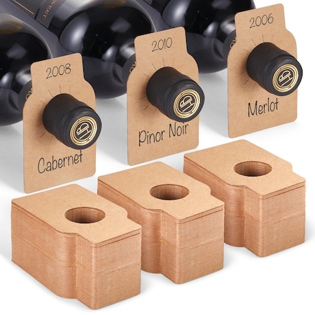 Serenelife NutriChef Kraft Wine Bottle Tags for Cellar Collection, 200 Pcs Customizable Brown Paper Labels for ACCSLWMDSF20
