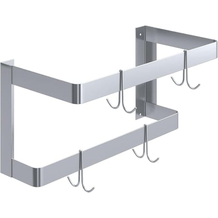 Amgood 24 in. Wall-Mounted Stainless Steel Double-Line Pot Rack AMG DPR-24-Z