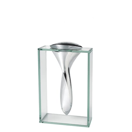 Homeroots 14" Clear Cylinder Aluminum And Crystal Glass Table Vase 375721