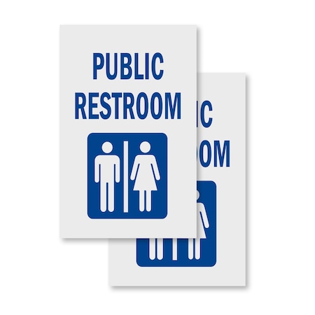 Signmission Public Restroom, Vinyl Decals Only 24 Inch x 36 Inch, Vinyl Decal, 2PK DSB-2436-2PACK-Public Restroom