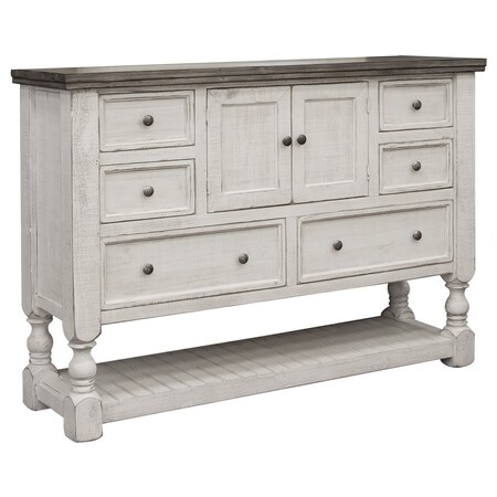 Homeroots 62" Gray and Ivory Solid Wood Six Drawer Triple Dresser 524534