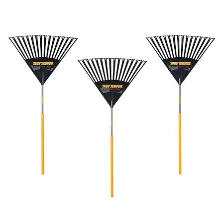 True Temper 48 in. Wood Handle Poly Leaf Rake, 15-Tine, 3-Pack 10000-07609