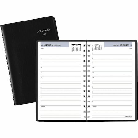 At-A-Glance Daily Appointment Book with Hourly Appointments, 8 x 5, Black, 2022 SK4400